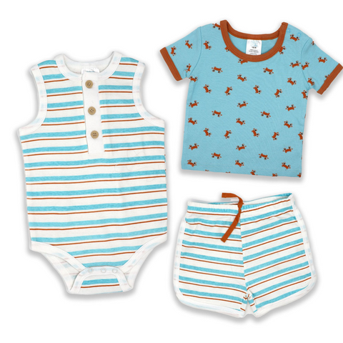 Ensemble 3 pces bebe unisexe barbotteuse cache couche short tshirt Boutique Petite Canaille