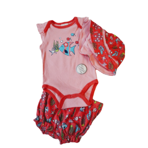 Ensemble 3 pièces cache-couche, culotte et chapeau pour bébé fille Boutique Petite Canaille