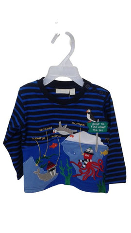 Jojo Maman Bébé Boys' Navy Cobalt Stripe Top