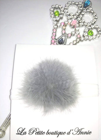 La Petite boutique d'Annie - Bandeau pompon de fourrure synthétique