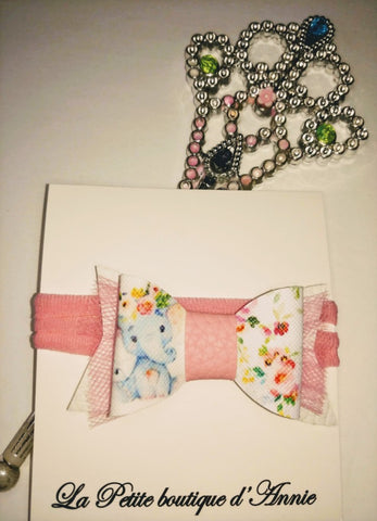 La Petite boutique d'Annie - Bandeau bébé éléphant et fleurs