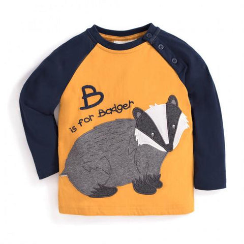 Jojo Maman Bébé Boys' B is for Badger Applique Top