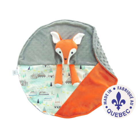 Doudou renard faite à la main au Québec par Créations Camomille Boutique Petite Canaille