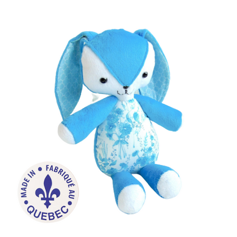 Toutou lapin fleuri fait à la main au Québec par Créations Camomille Boutique Petite Canaille
