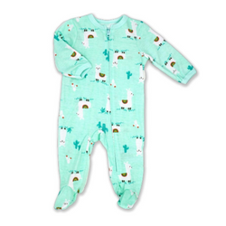 Pyjama cadeau bebe unisexe vert lama a zip Boutique Petite Canaille