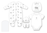 pyjama, cache-couche, mitaines, bonnet, bavette vetement bebe unisexe non genré 100% coton Boutique Petite Canaille